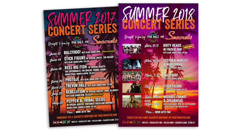 Seacrets summer concert series poster design