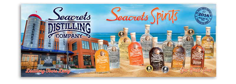 Seacrets Distilling Company banner design